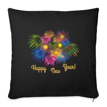 Silvester Outfit Feuerwerk bunt Raketen neues Jahr - Sofakissenbezug 45 x 45 cm - Schwarz - Vorne