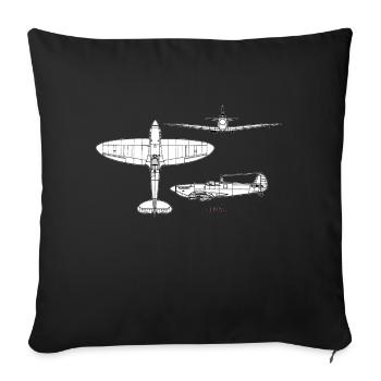 Avion - Housse de coussin décorative 45 x 45 cm - noir - Devant