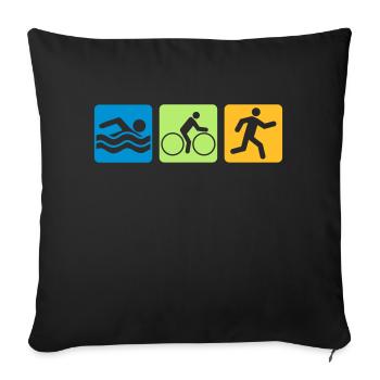 colorful sport buttons pictogram cool logo swim bike - Sofa pillowcase 17,3'' x 17,3'' (45 x 45 cm) - black - Front