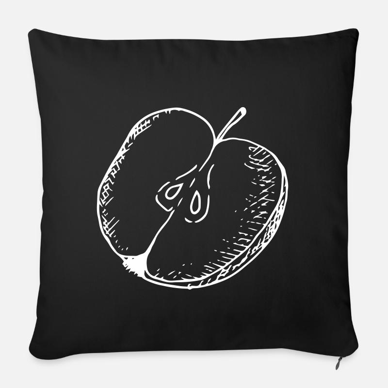 Gezeichneter Apfel - Sofakissenbezug 45 x 45 cm - Schwarz