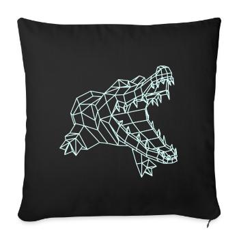 Krokodil Grafik WireFrame, Paperwolf Design - Sofakissenbezug 45 x 45 cm - Schwarz - Vorne