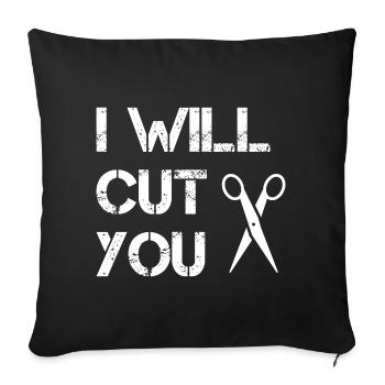 Coiffeur - Je vais te couper - Housse de coussin décorative 45 x 45 cm - noir - Devant