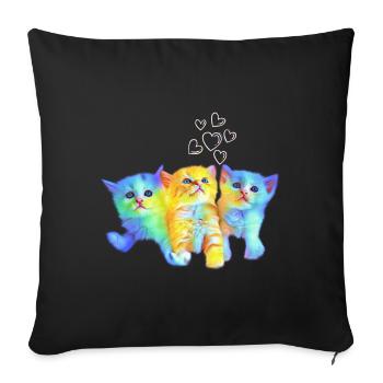 Bébés chats colorés - Housse de coussin décorative 45 x 45 cm - noir - Devant