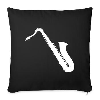 Saxophoniste Saxophone - Design - Housse de coussin décorative 45 x 45 cm - noir - Devant