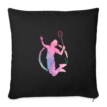 Badminton Hobby - Sofakissenbezug 45 x 45 cm - Schwarz - Vorne