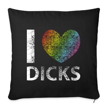 I LOVE DICKS gay lgbt vintage - Housse de coussin décorative 45 x 45 cm - noir - Devant