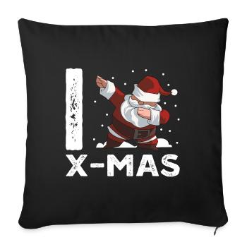 J'adore Noël tamponner le père Noël - Housse de coussin décorative 45 x 45 cm - noir - Devant