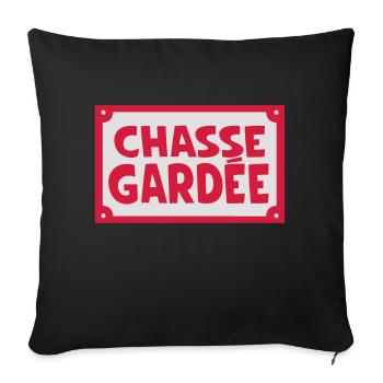 panneau chasse gardee rue humour 2002 - Housse de coussin décorative 45 x 45 cm - noir - Devant