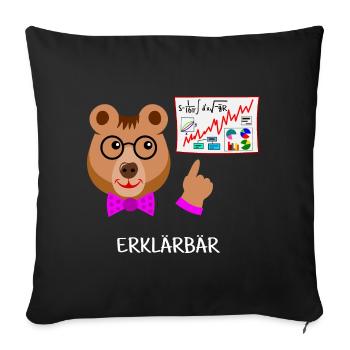 Erklärbär, Lehrer lustiger Bär intelligent, schlau - Sofakissenbezug 45 x 45 cm - Schwarz - Vorne