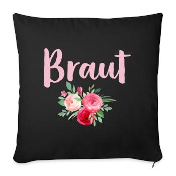 Braut Rosen romantisch Junggesellinnenabschied - Sofakissenbezug 45 x 45 cm - Schwarz - Vorne
