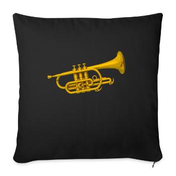 Trompette, trumpet, musique, instrument de musique - Housse de coussin décorative 45 x 45 cm - noir - Devant