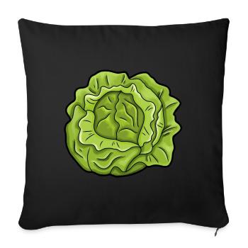 Head of lettuce salad healthy food illustration - Sofa pillowcase 17,3'' x 17,3'' (45 x 45 cm) - black - Front