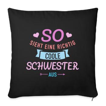 Sœur - Housse de coussin décorative 45 x 45 cm - noir - Devant