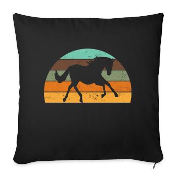 Horse retro sunset - Sofa pillowcase 17,3'' x 17,3'' (45 x 45 cm) - black - Front