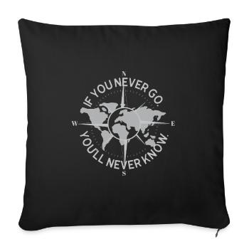 Boussole Backpacker voyage carte du monde Aventure - Housse de coussin décorative 45 x 45 cm - noir - Devant