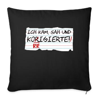 witziges Lehrerdesign für die Grundschule - Sofakissenbezug 45 x 45 cm - Schwarz - Vorne