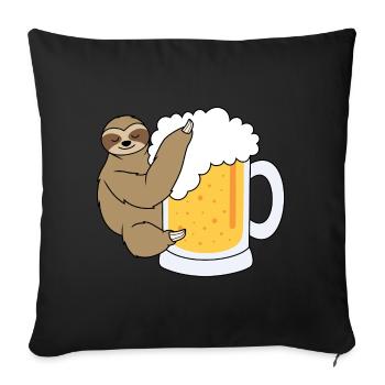 Faultier mit Bier - Sofakissenbezug 45 x 45 cm - Schwarz - Vorne