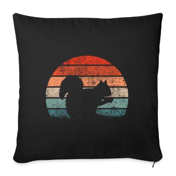 Écureuils de style vintage - Housse de coussin décorative 45 x 45 cm - noir - Devant