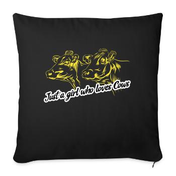 Just a girl who loves cows - Sofa pillowcase 17,3'' x 17,3'' (45 x 45 cm) - black - Front