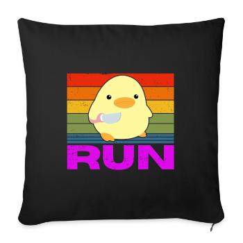 Race Run Duck with Knife Meme Funny Saying Fun - Sofa pillowcase 17,3'' x 17,3'' (45 x 45 cm) - black - Front