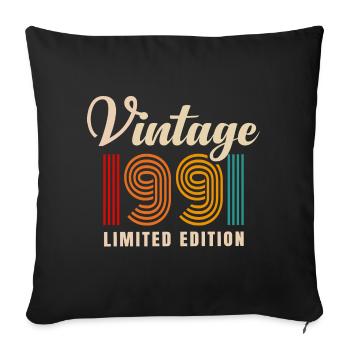 JAHRGANG 1991. 30. Geburtstag - Sofakissenbezug 45 x 45 cm - Schwarz - Vorne