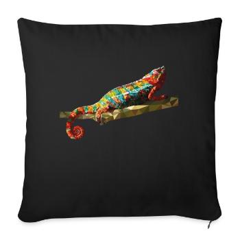 Chameleon Polygone design Reptile Idée cadeau - Housse de coussin décorative 45 x 45 cm - noir - Devant