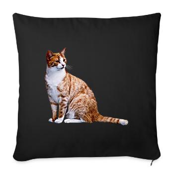 Cat Cats Cat Cats Cat Love - Sofa pillowcase 17,3'' x 17,3'' (45 x 45 cm) - black - Front