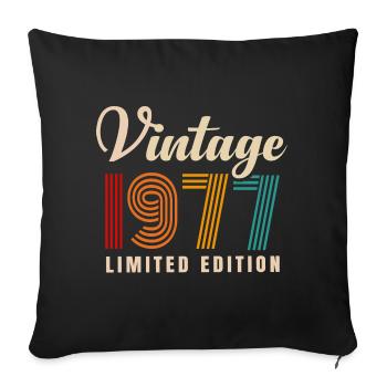 JAHRGANG 1977. 44. GEBURTSTAG - Sofakissenbezug 45 x 45 cm - Schwarz - Vorne