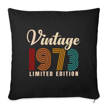 JAHRGANG 1973. 48. GEBURTSTAG - Sofakissenbezug 45 x 45 cm - Schwarz - Vorne