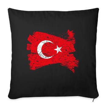 Turquie Drapeau - Housse de coussin décorative 45 x 45 cm - noir - Devant