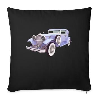 Voitures de collection, voiture, automobile - Housse de coussin décorative 45 x 45 cm - noir - Devant