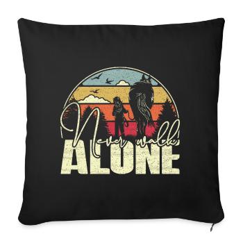 Never walk alone - Cheval de style vintage - Housse de coussin décorative 45 x 45 cm - noir - Devant