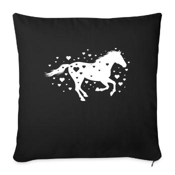 Cheval Coeurs Cavaliers Amateurs de chevaux - Housse de coussin décorative 45 x 45 cm - noir - Devant