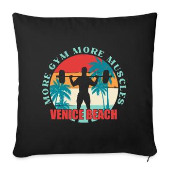 Venice Beach Bodybuilding - Sofa pillowcase 17,3'' x 17,3'' (45 x 45 cm) - black - Front