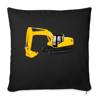 yellow excavator cartoon style heavy equipment - Sofa pillowcase 17,3'' x 17,3'' (45 x 45 cm) - black - Front