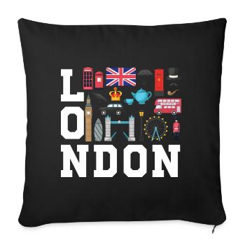 London England UK Great Britain - Sofakissenbezug 45 x 45 cm - Schwarz - Vorne