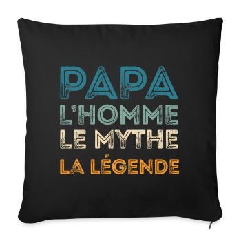 Papa Homme Mythe Légende - Housse de coussin décorative 45 x 45 cm - noir - Devant