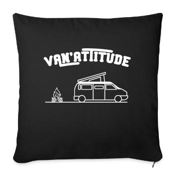 Van attitude cadeau humour van camping car - Housse de coussin décorative 45 x 45 cm - noir - Devant