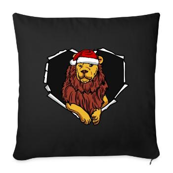 Crack lion with Christmas cap hole - Sofa pillowcase 17,3'' x 17,3'' (45 x 45 cm) - black - Front