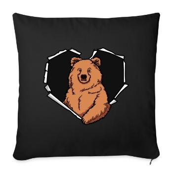 Bear Crack Torn Hole Heart Bear Face - Sofa pillowcase 17,3'' x 17,3'' (45 x 45 cm) - black - Front