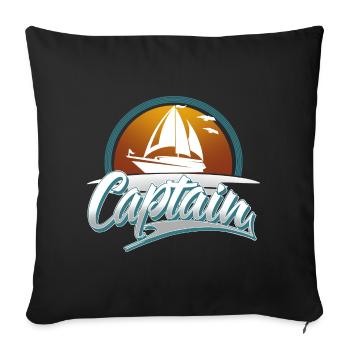 Capitaine Bateau à moteur Voilier Bateau Bateau - Housse de coussin décorative 45 x 45 cm - noir - Devant