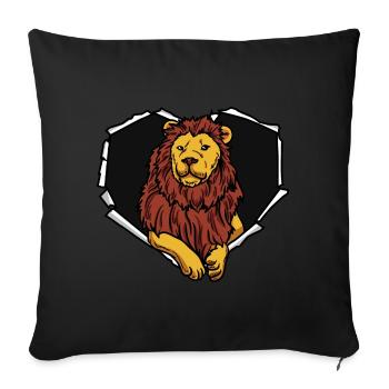 Lion Crack Torn Hole Heart Lion Face - Sofa pillowcase 17,3'' x 17,3'' (45 x 45 cm) - black - Front