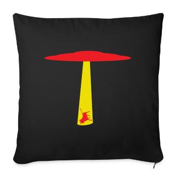 UFO abduction of a bull - Sofa pillowcase 17,3'' x 17,3'' (45 x 45 cm) - black - Front