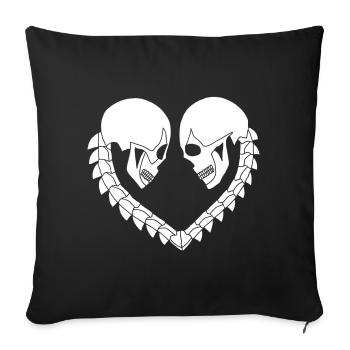 Heart of white skulls - Sofa pillowcase 17,3'' x 17,3'' (45 x 45 cm) - black - Front