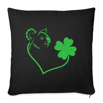 Koala Kleeblatt Herz Liebe - Sofakissenbezug 45 x 45 cm - Schwarz - Vorne