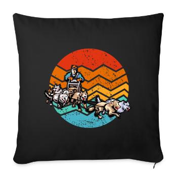 Sled dogs and sledding - Sofa pillowcase 17,3'' x 17,3'' (45 x 45 cm) - black - Front