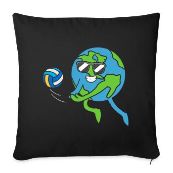 Erde Volleyball Tag der Erde - Sofakissenbezug 45 x 45 cm - Schwarz - Vorne