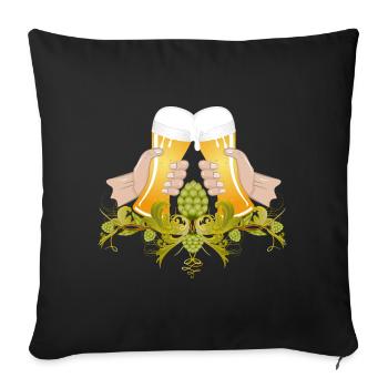 deux verres de bière remplis pour griller Cheers - Housse de coussin décorative 45 x 45 cm - noir - Devant