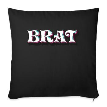 Brat, cheeky gore, 3D decorative writing, graffiti - Sofa pillowcase 17,3'' x 17,3'' (45 x 45 cm) - black - Front
