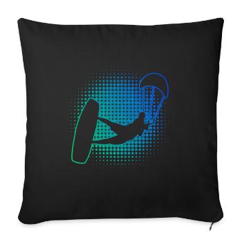 Kiting Men Kitesurfing Kite Kitesurfing - Sofa pillowcase 17,3'' x 17,3'' (45 x 45 cm) - black - Front